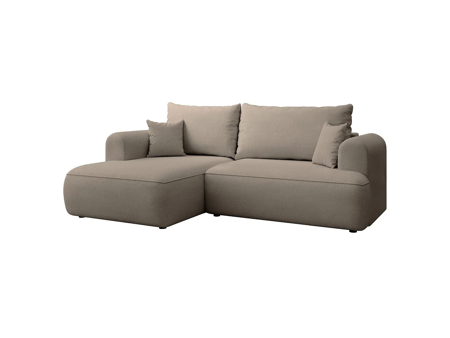 Canapé d'angle convertible- chenille gris-beige - côté gauche - OVO MINI
