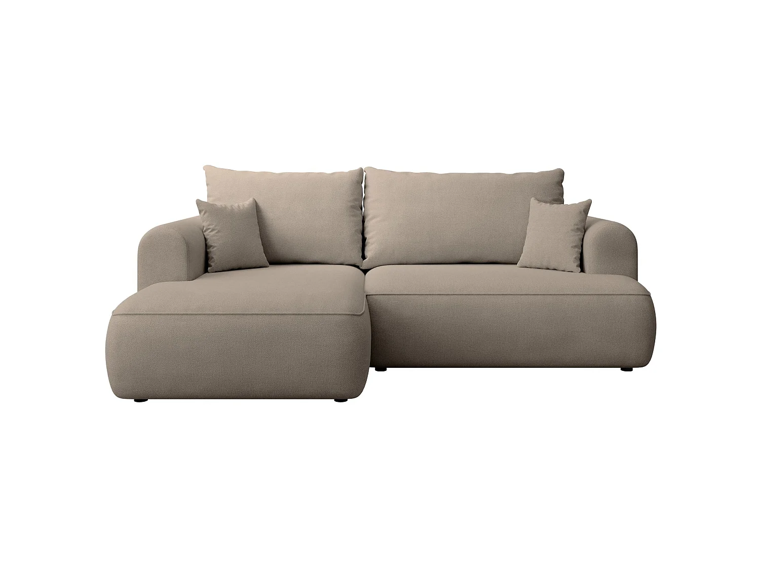 Canapé d'angle convertible- chenille gris-beige - côté gauche - OVO MINI