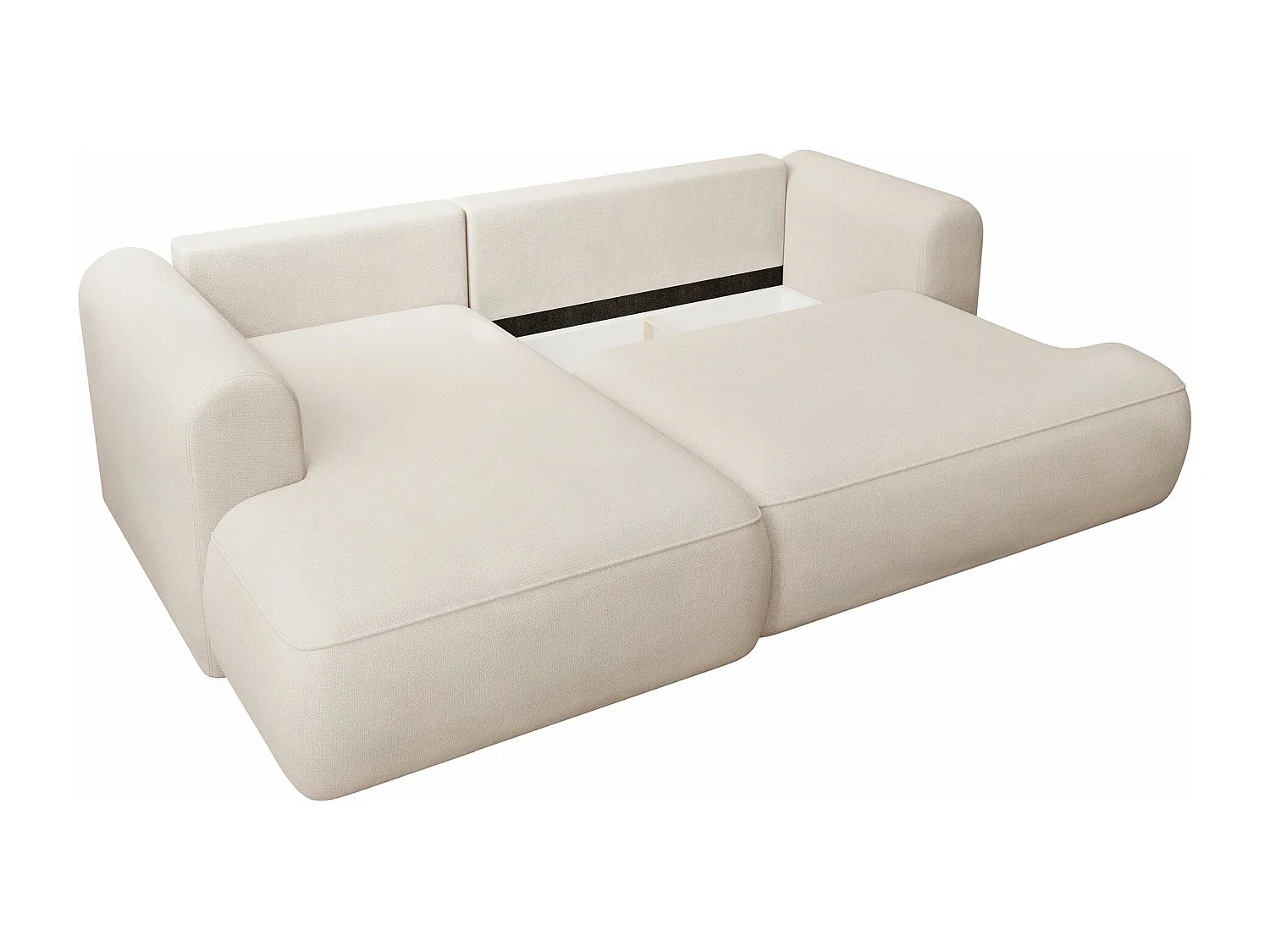 Canapé d'angle convertible- chenille crème - côté droit - OVO MINI