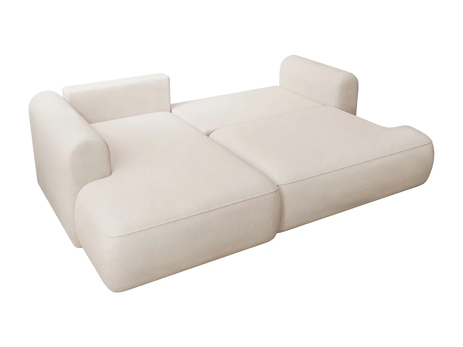Canapé d'angle convertible- chenille crème - côté droit - OVO MINI