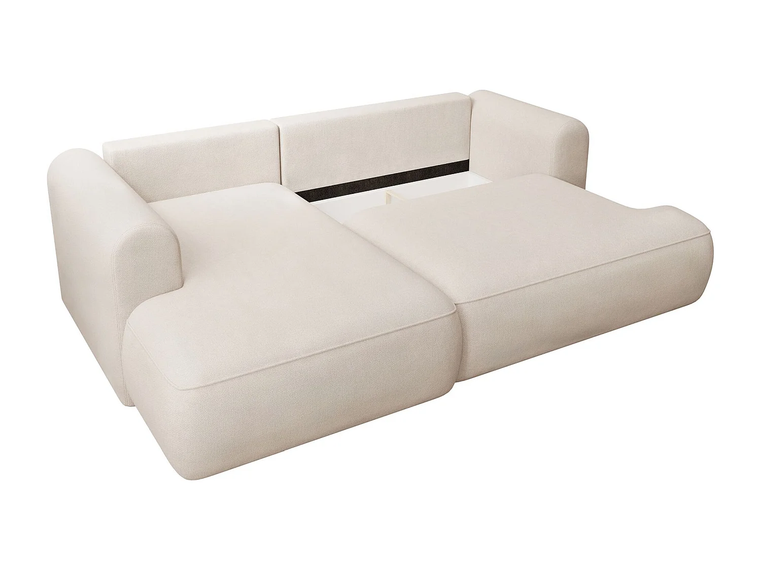 Canapé d'angle convertible- chenille crème - côté droit - OVO MINI