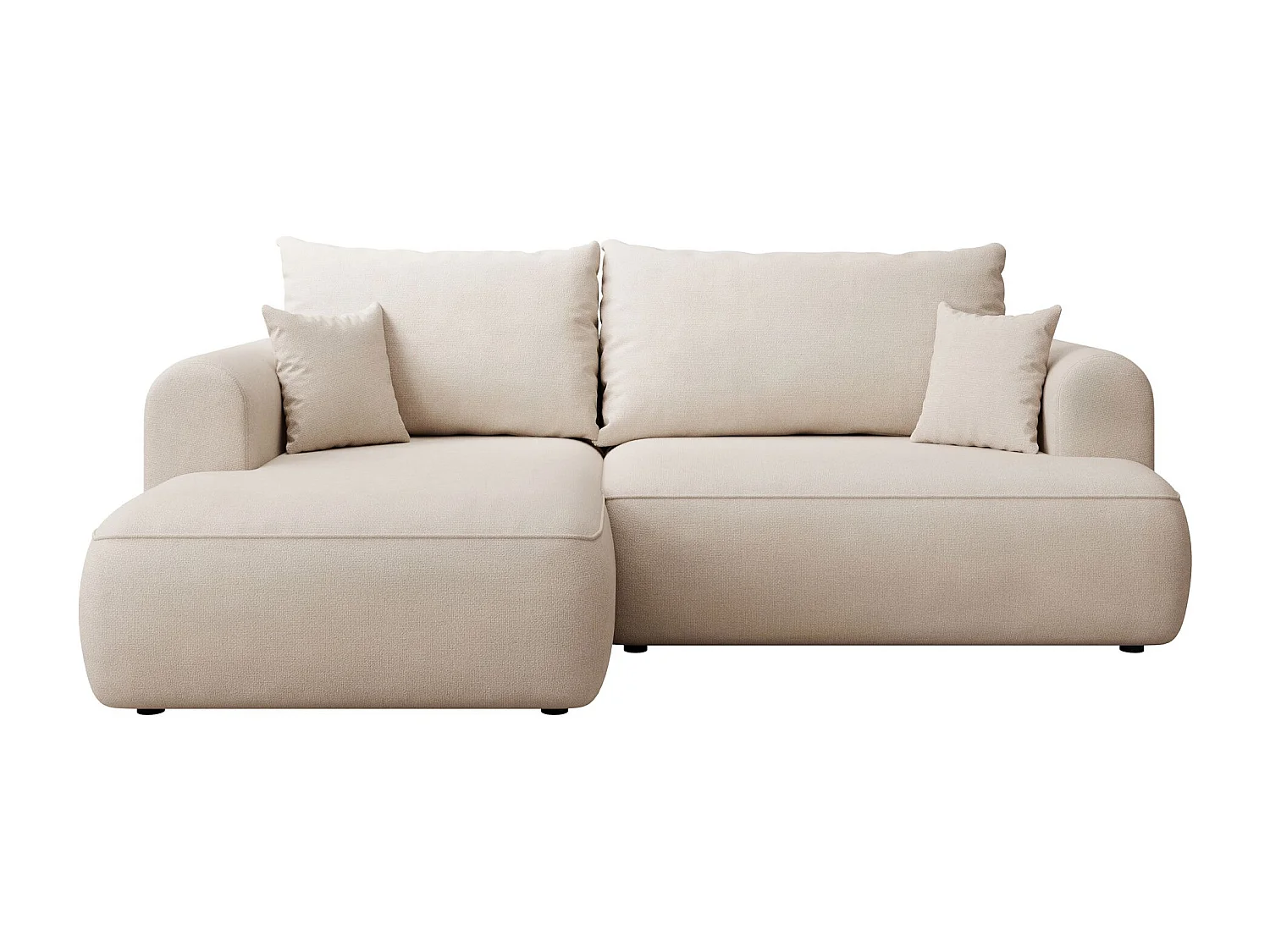 Canapé d'angle convertible- chenille crème - côté droit - OVO MINI