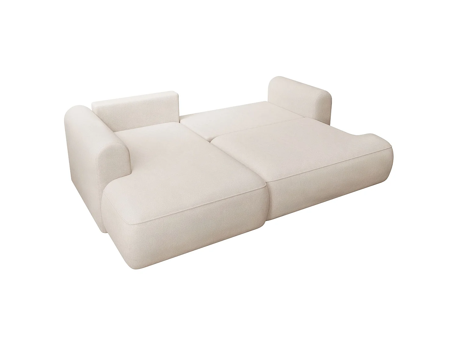 Eckschlafsofa linksseitig mit Stauraum - Easy-Clean-Chenille-Bezug - creme - OVO MINI