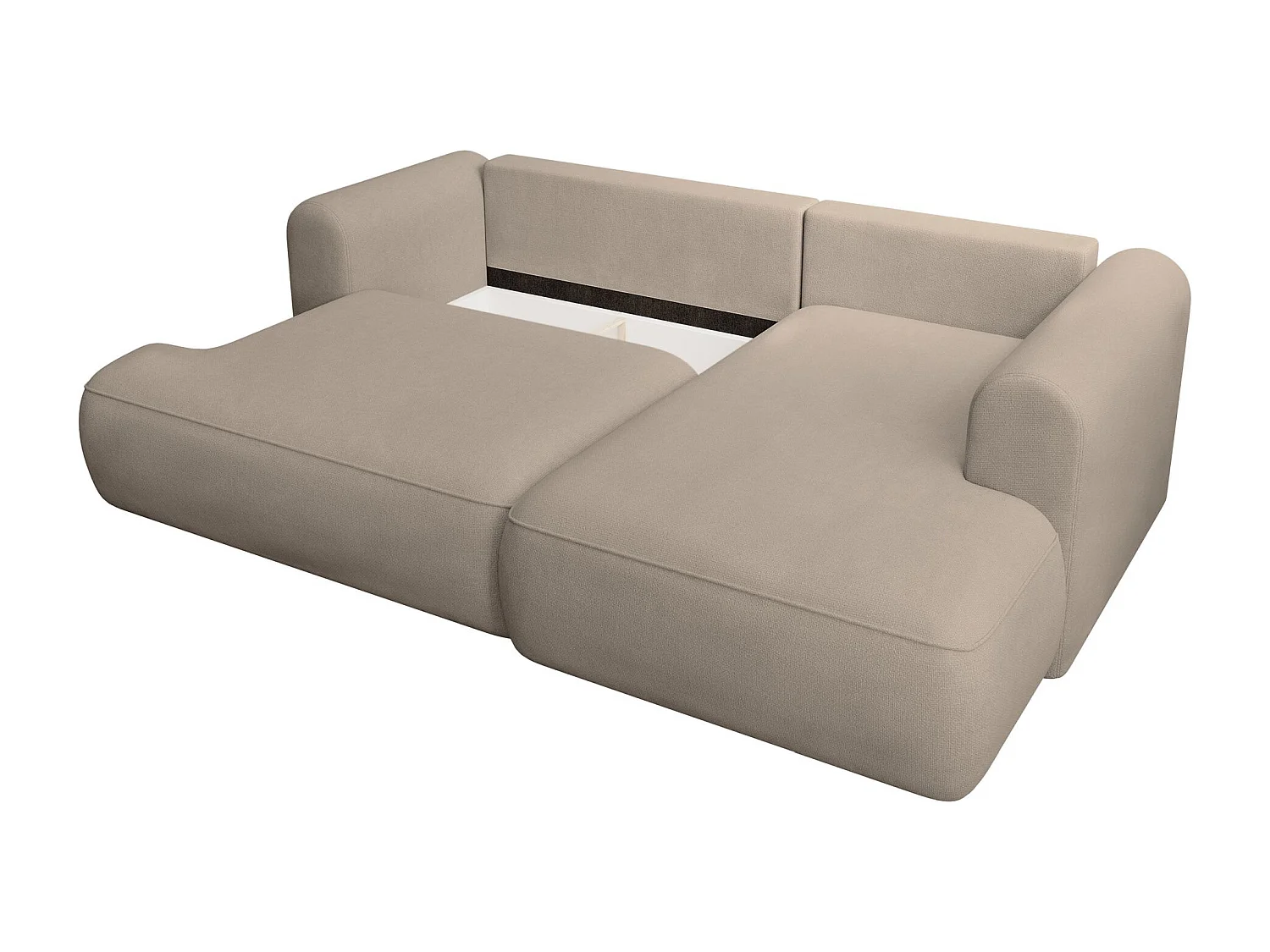 Eckschlafsofa rechtsseitig mit Stauraum - Easy-Clean-Chenille-Bezug - greige - OVO MINI