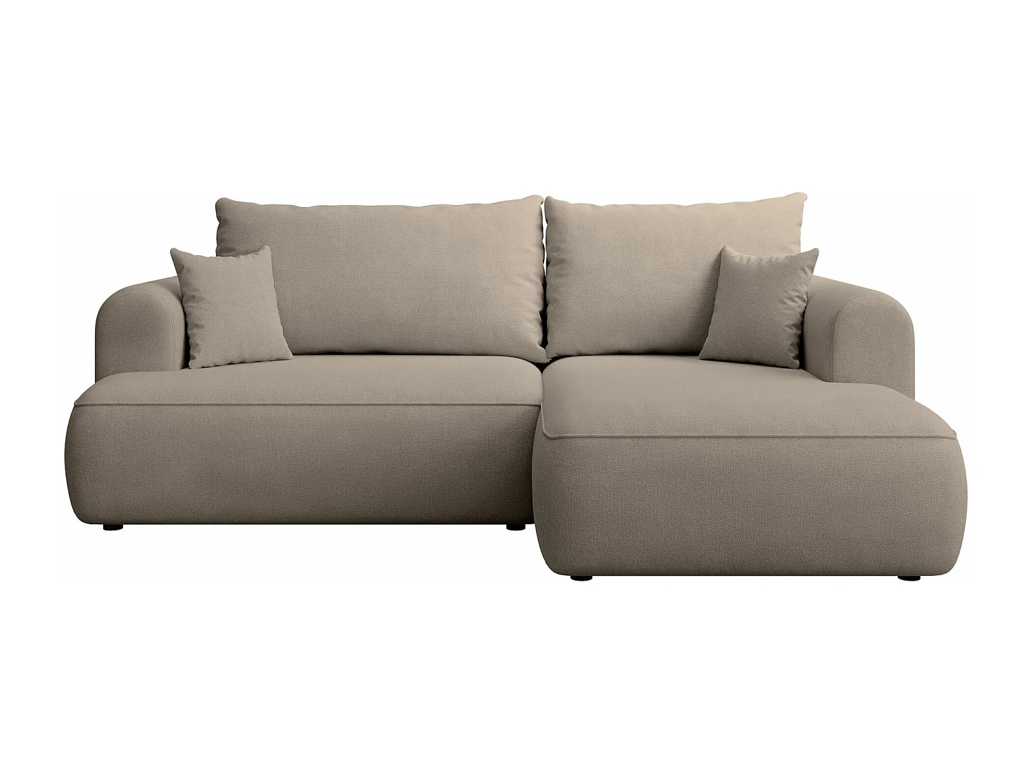 Eckschlafsofa rechtsseitig mit Stauraum - Easy-Clean-Chenille-Bezug - greige - OVO MINI