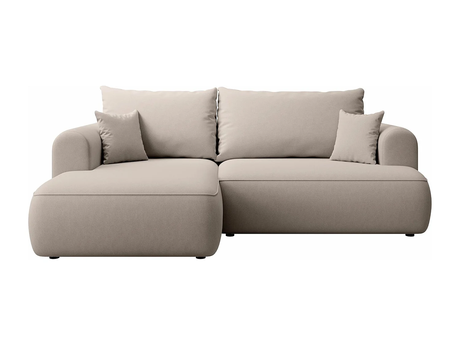 Eckschlafsofa linksseitig mit Stauraum - Easy-Clean-Samtbezug - grau - OVO MINI