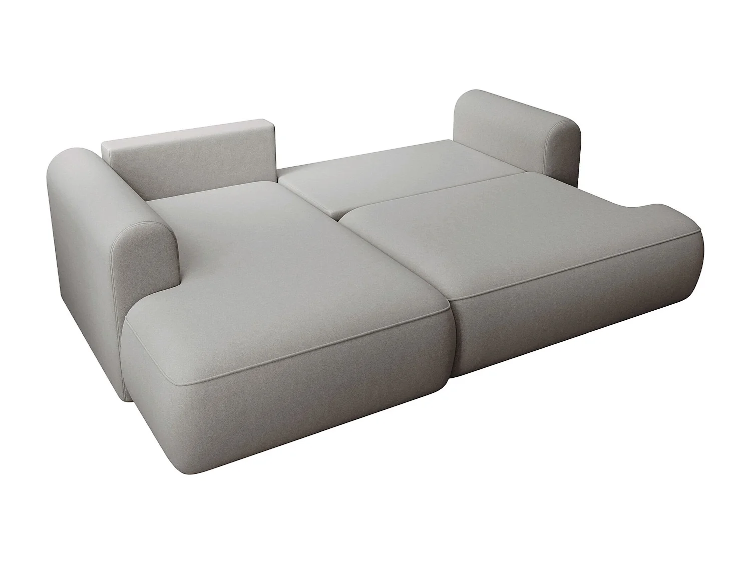 Canapé d'angle convertible - en velours gris - côté gauche - OVO MINI