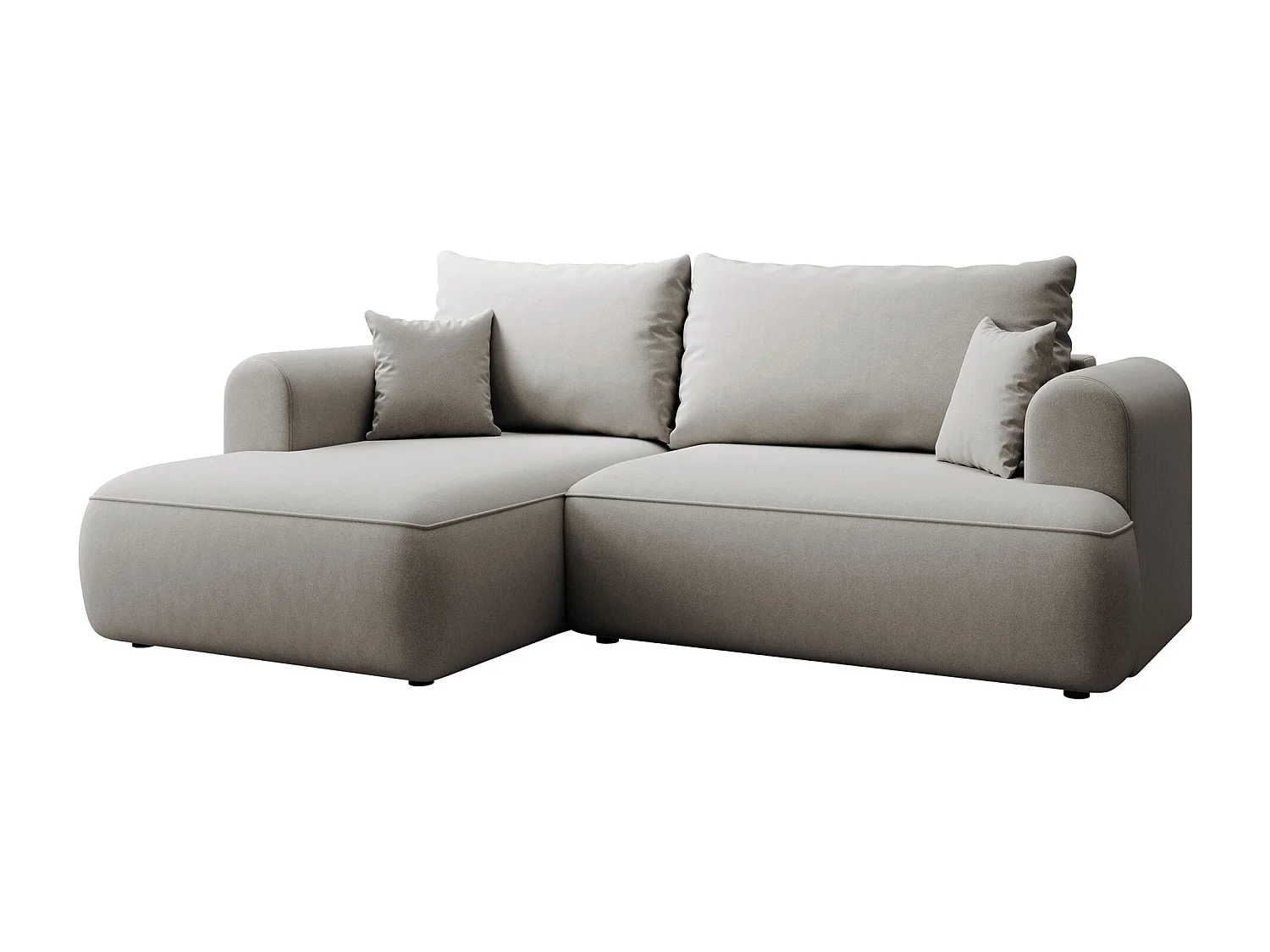 Canapé d'angle convertible - en velours gris - côté gauche - OVO MINI