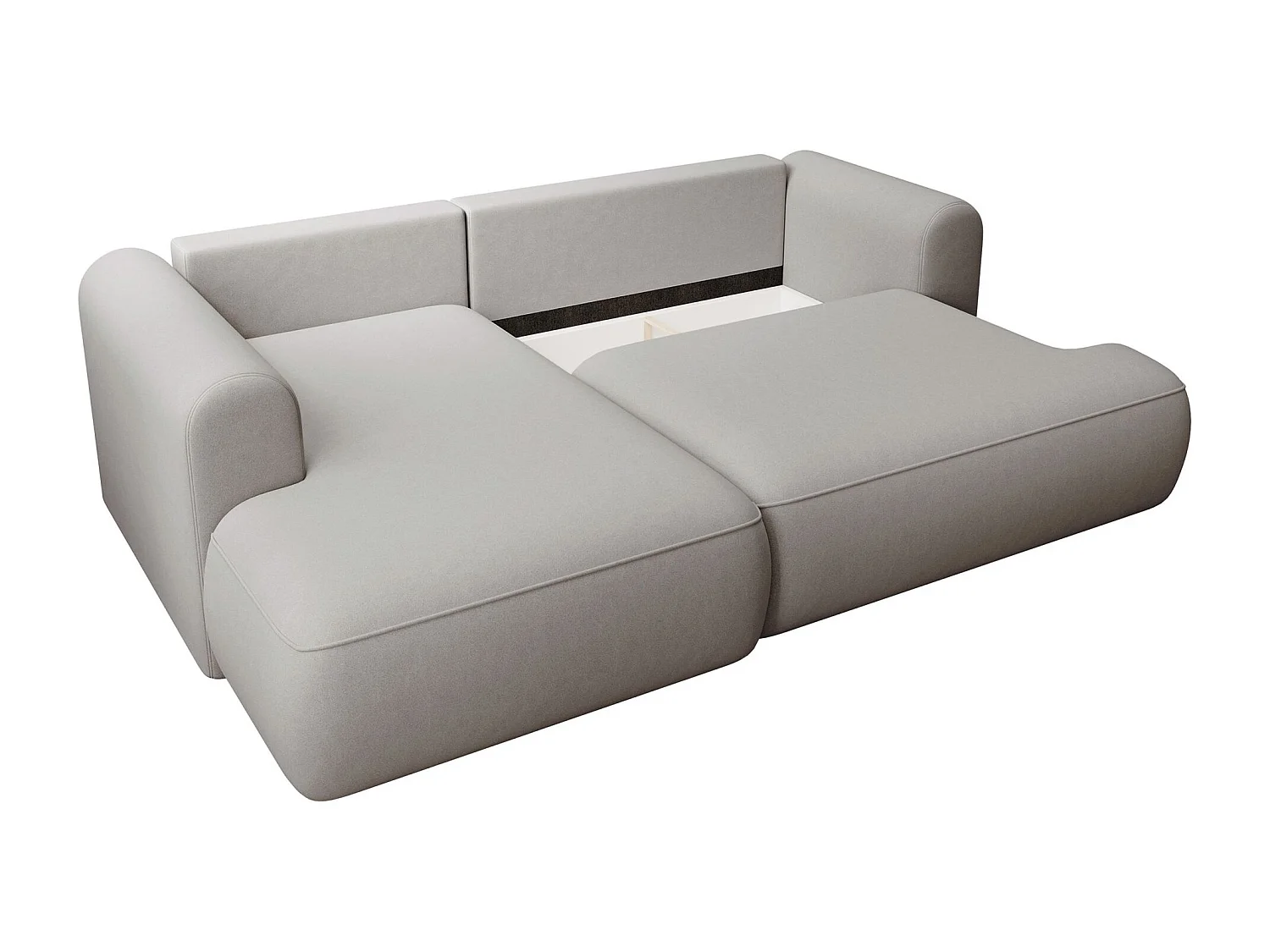 Canapé d'angle convertible - en velours gris - côté gauche - OVO MINI