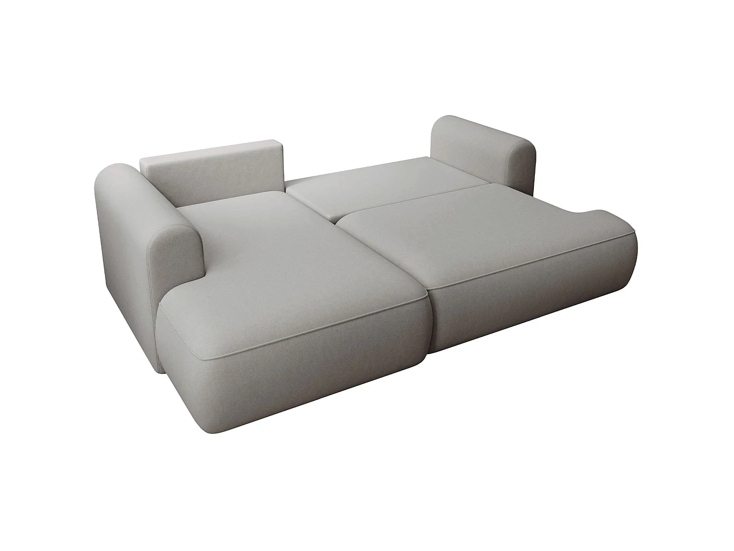Canapé d'angle convertible - en velours gris - côté gauche - OVO MINI
