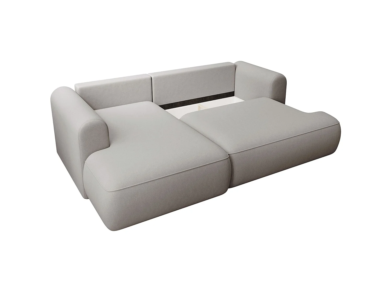 Canapé d'angle convertible - en velours gris - côté gauche - OVO MINI