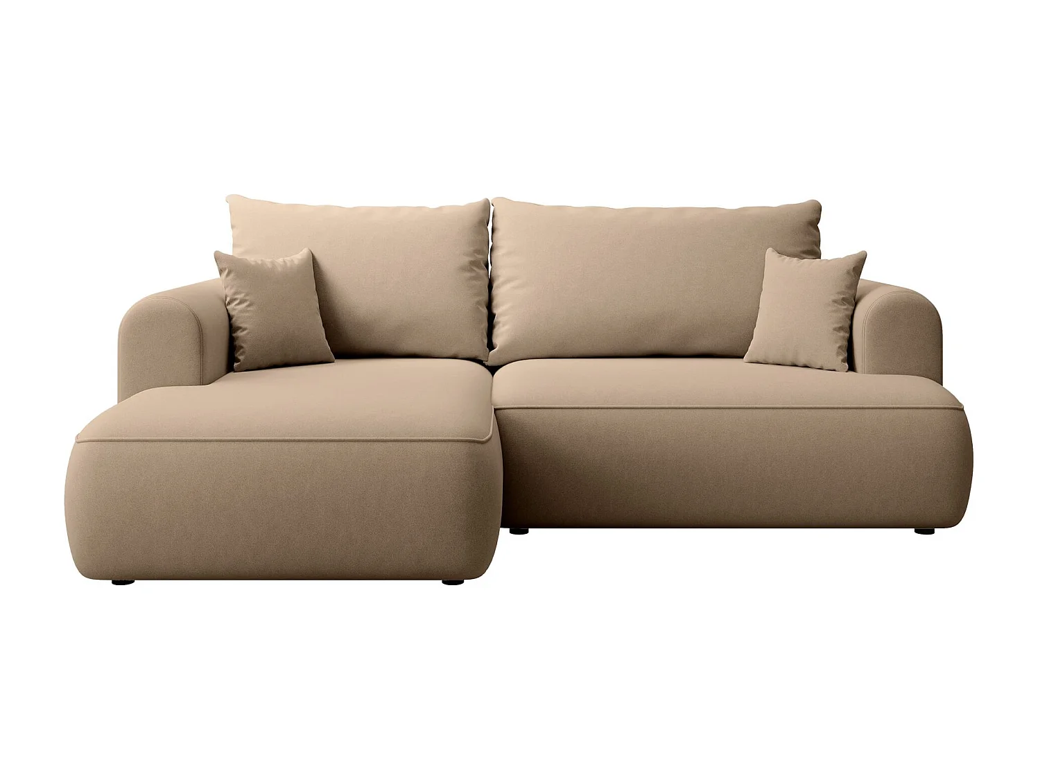 Canapé d'angle convertible - en velours beige - côté gauche- OVO MINI