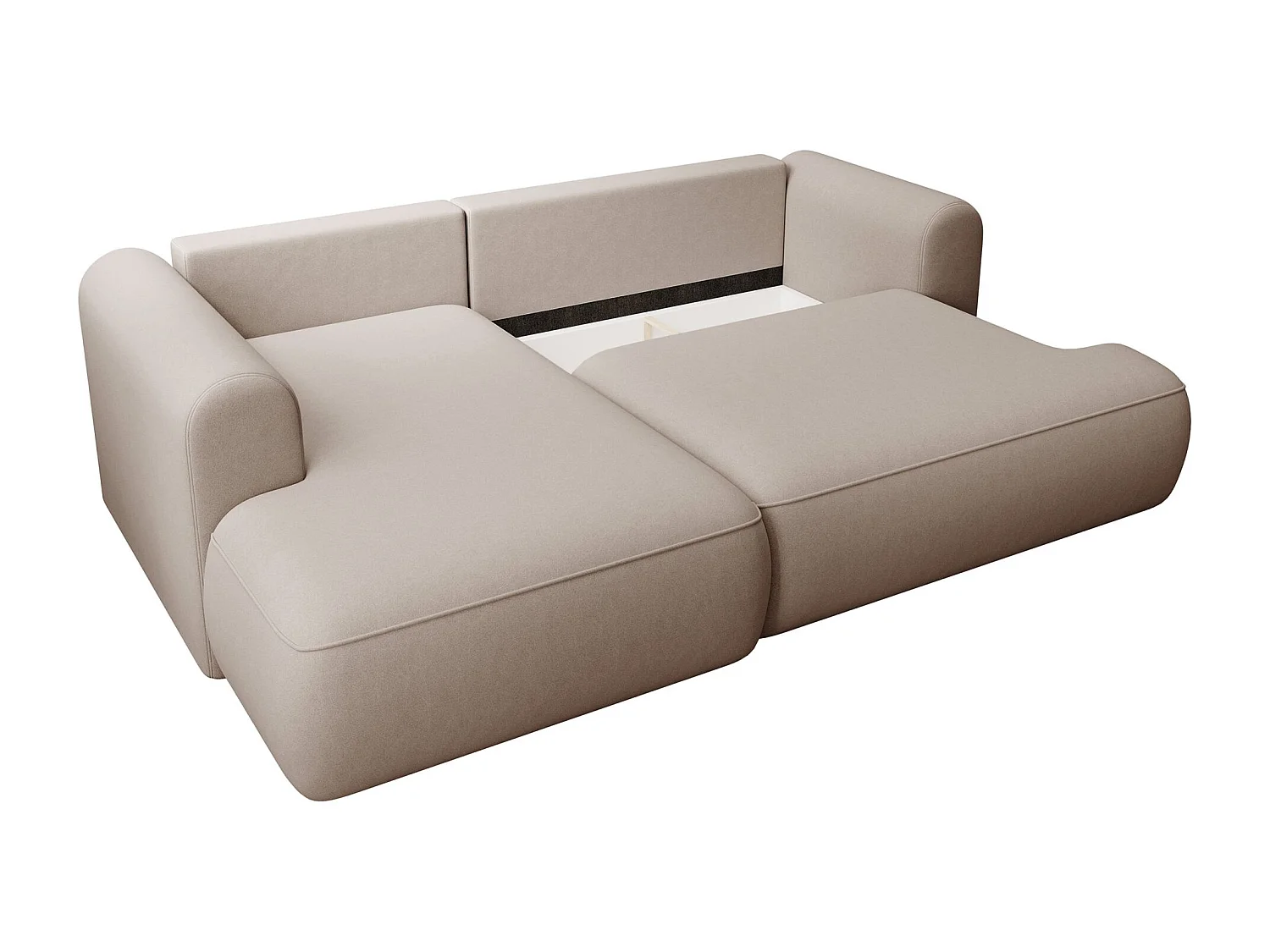 Canapé d'angle convertible - en velours beige - côté gauche- OVO MINI