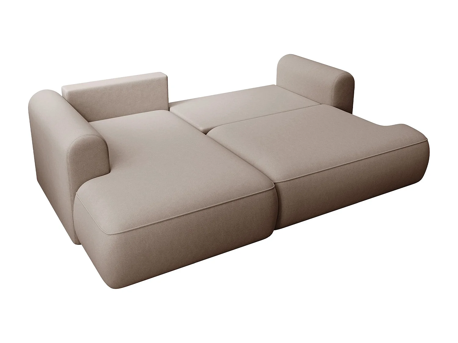 Canapé d'angle convertible - en velours beige - côté gauche- OVO MINI