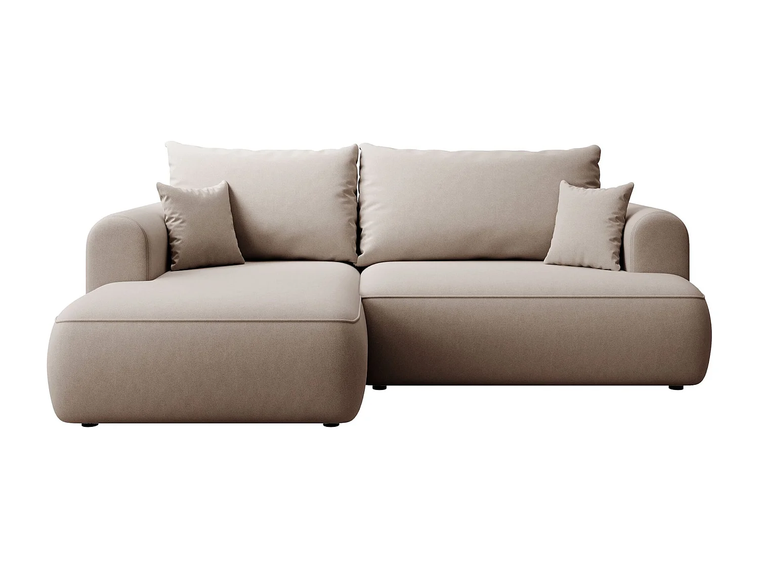 Canapé d'angle convertible - en velours beige - côté gauche- OVO MINI