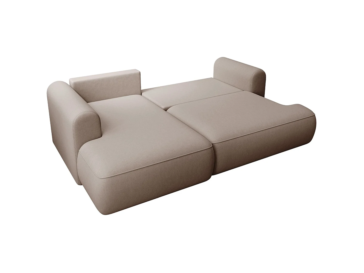 Canapé d'angle convertible - en velours beige - côté gauche- OVO MINI