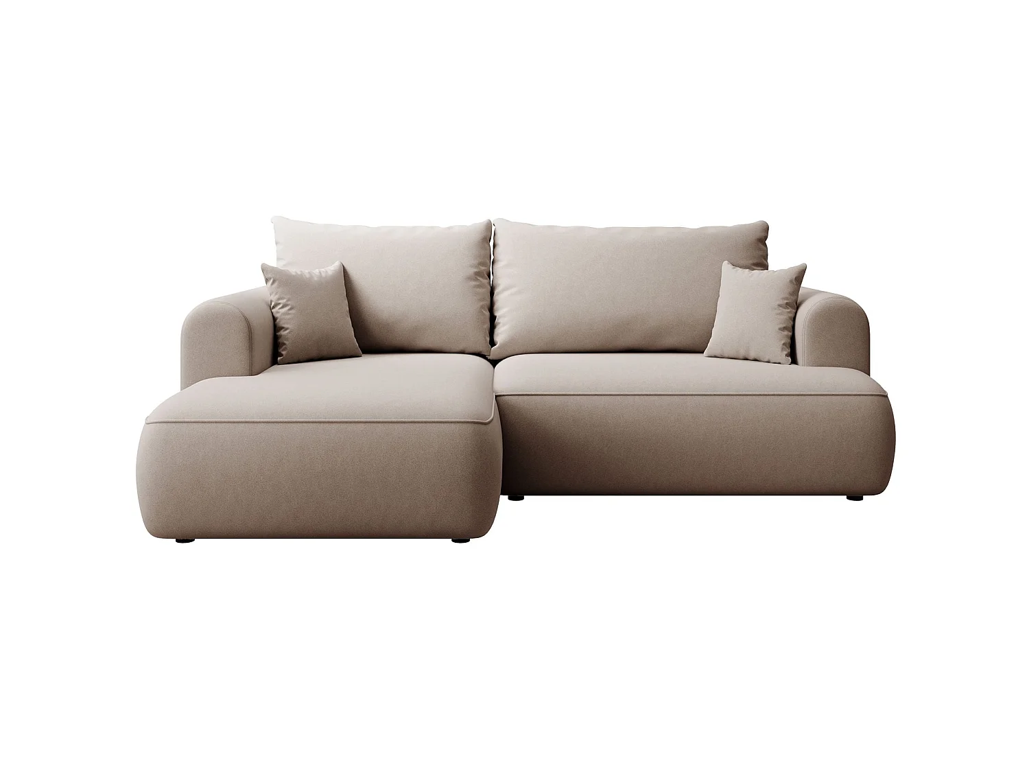 Canapé d'angle convertible - en velours beige - côté gauche- OVO MINI