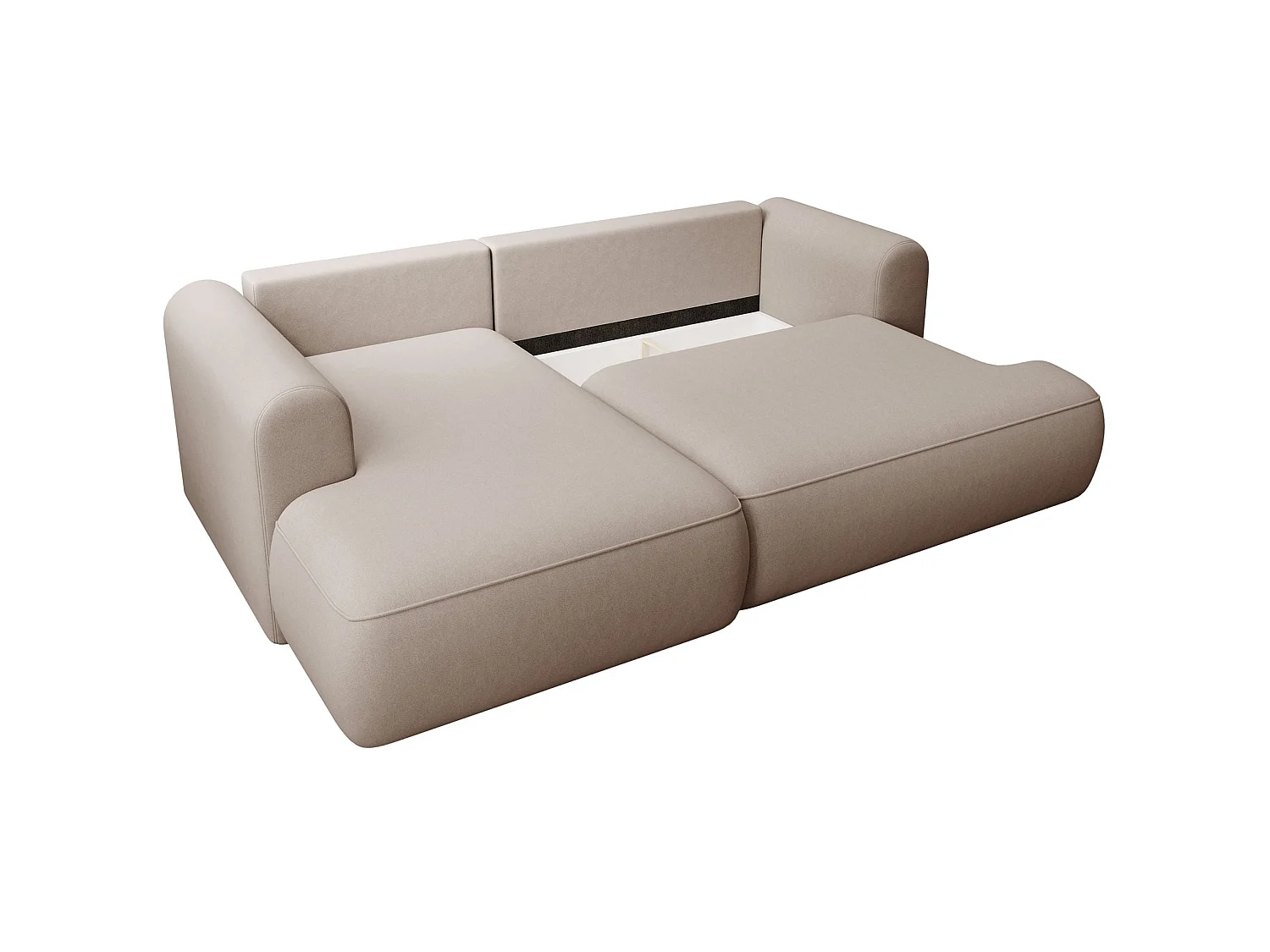 Canapé d'angle convertible - en velours beige - côté gauche- OVO MINI