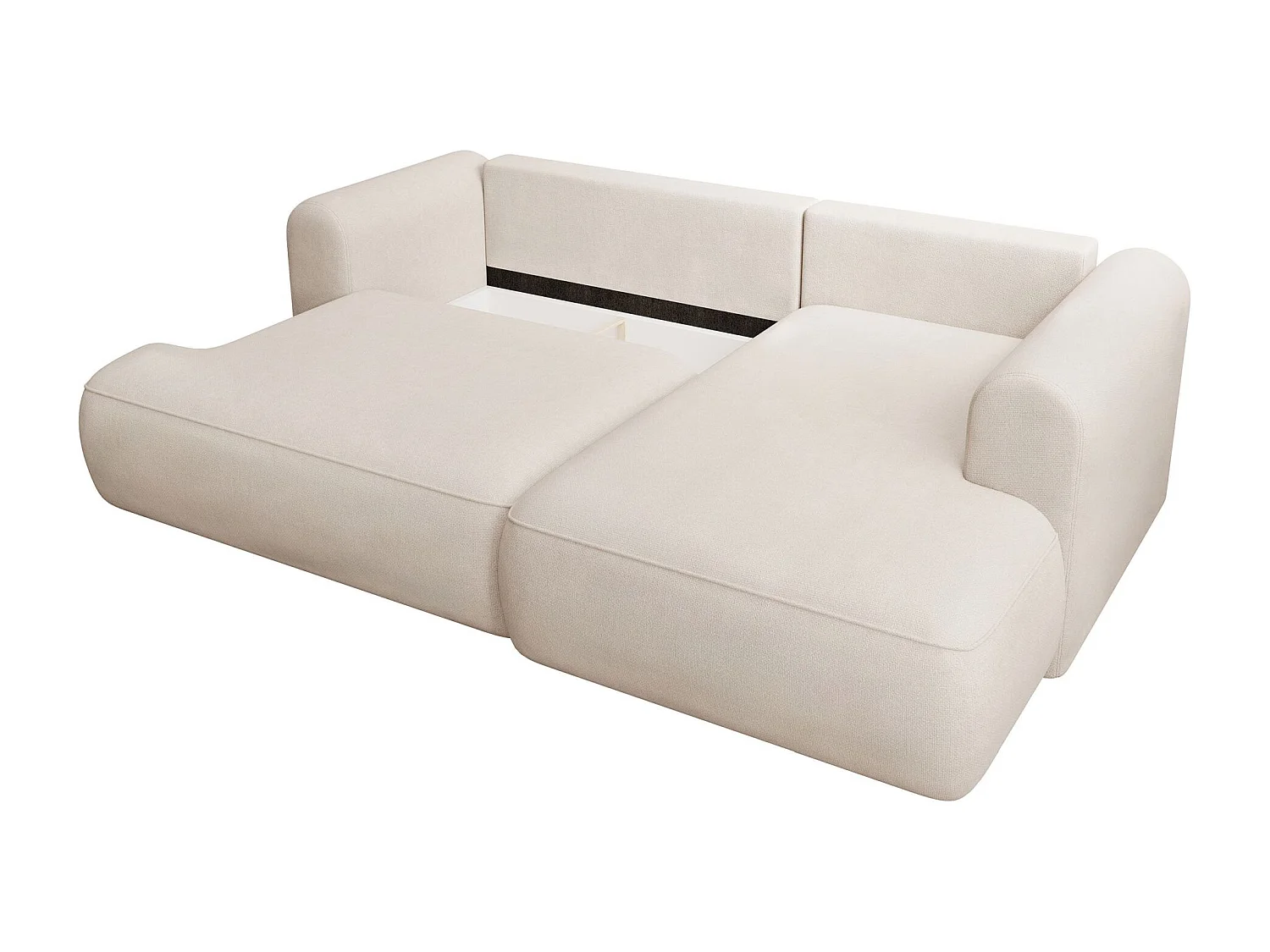 Canapé d'angle convertible- chenille crème - côté droit - OVO MINI