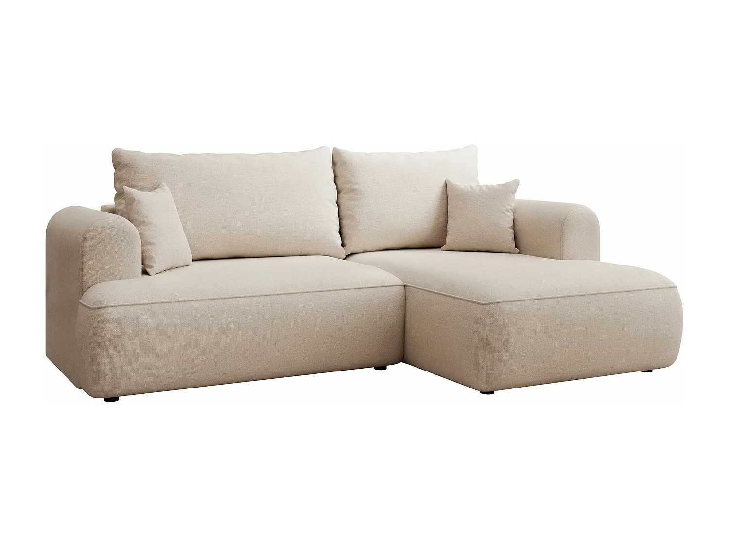 Canapé d'angle convertible- chenille crème - côté droit - OVO MINI