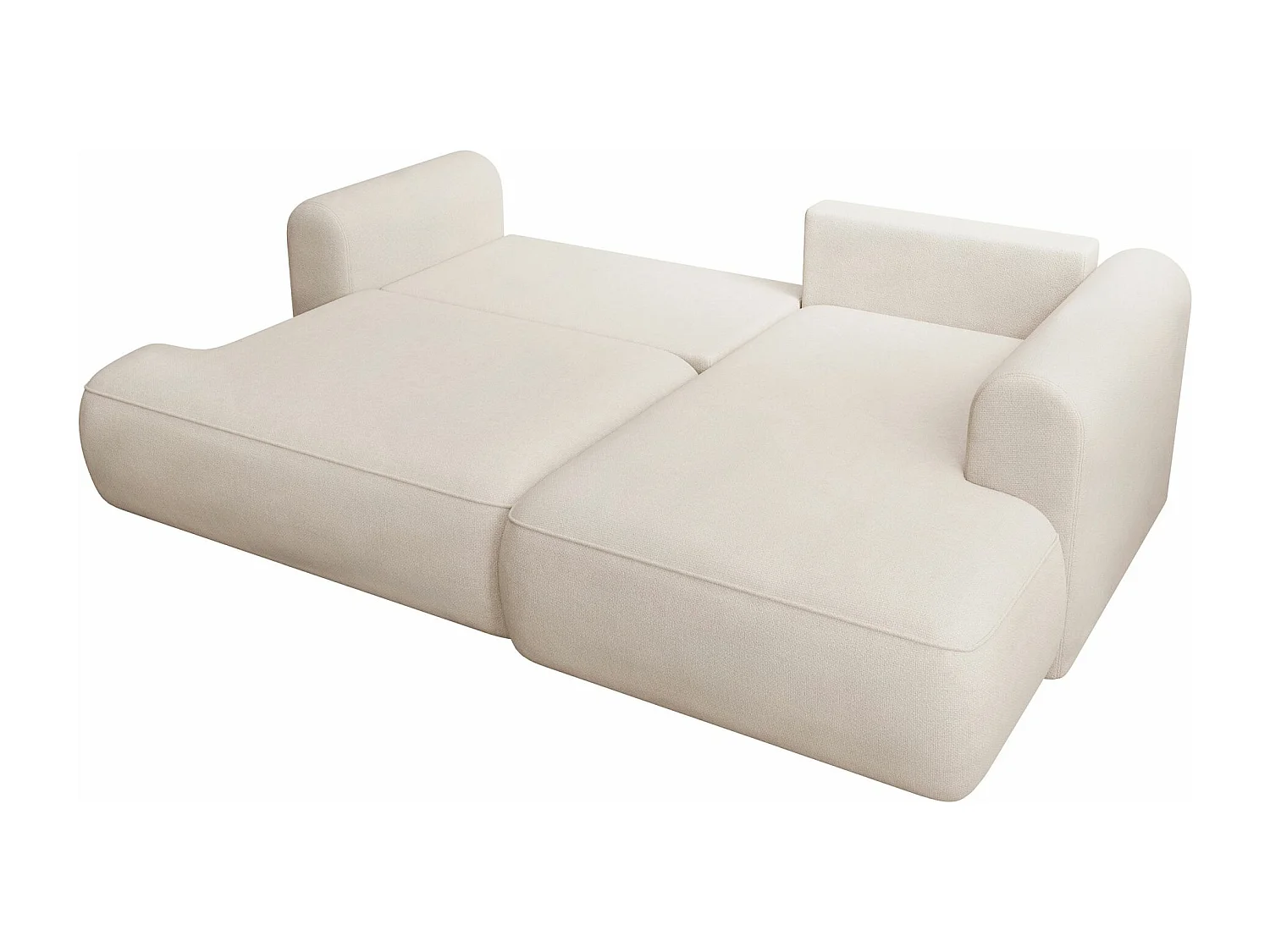 Canapé d'angle convertible- chenille crème - côté droit - OVO MINI