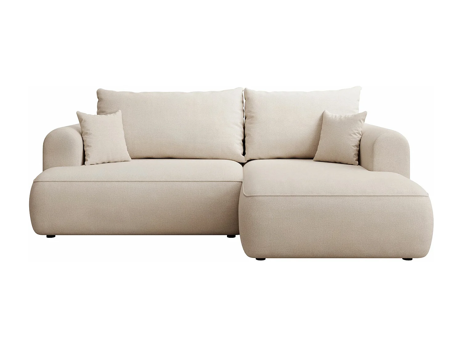 Canapé d'angle convertible- chenille crème - côté droit - OVO MINI