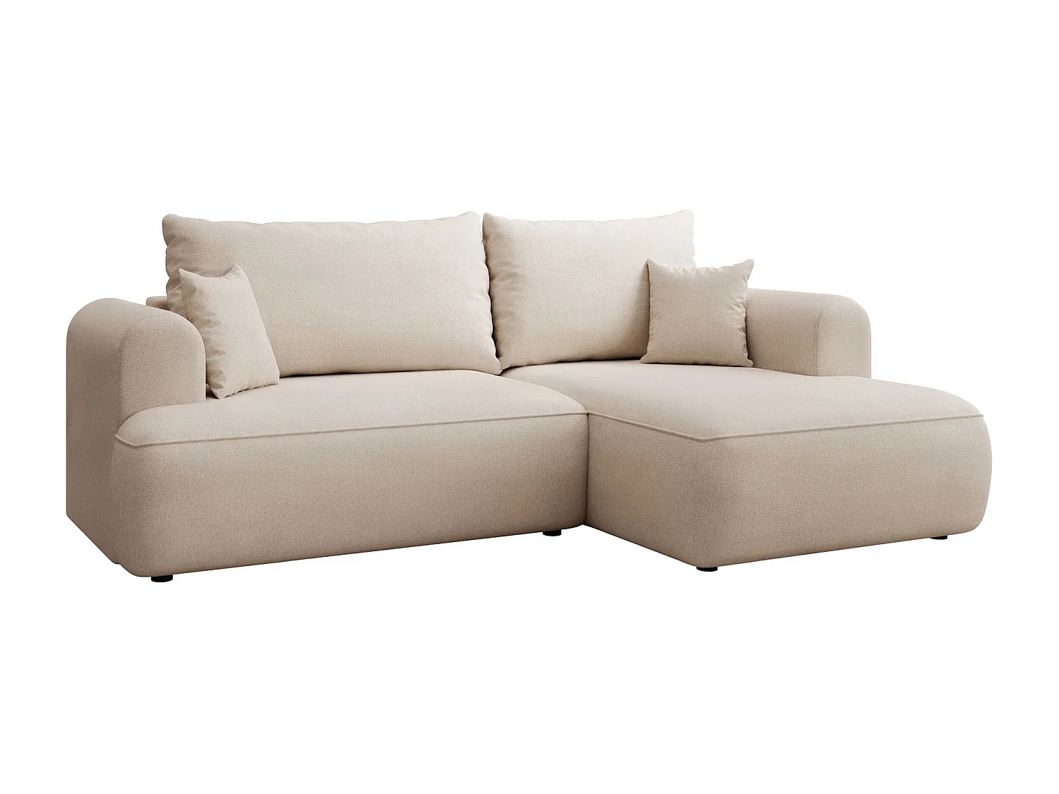 Canapé d'angle convertible- chenille crème - côté droit - OVO MINI