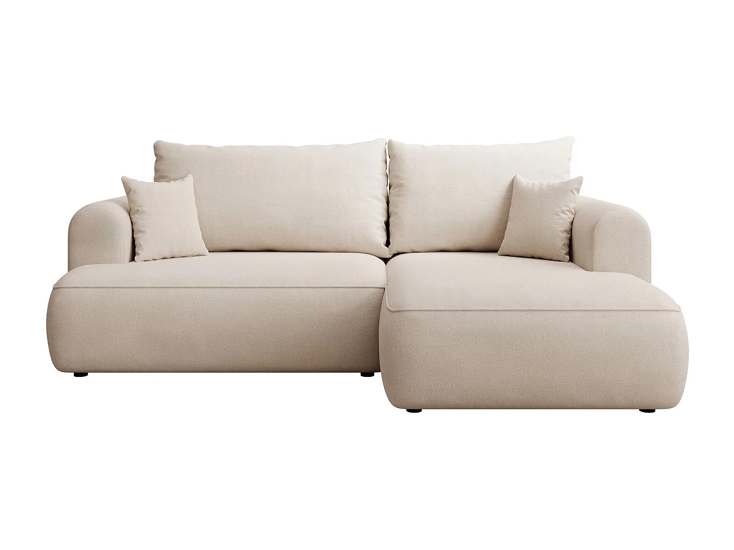 Canapé d'angle convertible- chenille crème - côté droit - OVO MINI