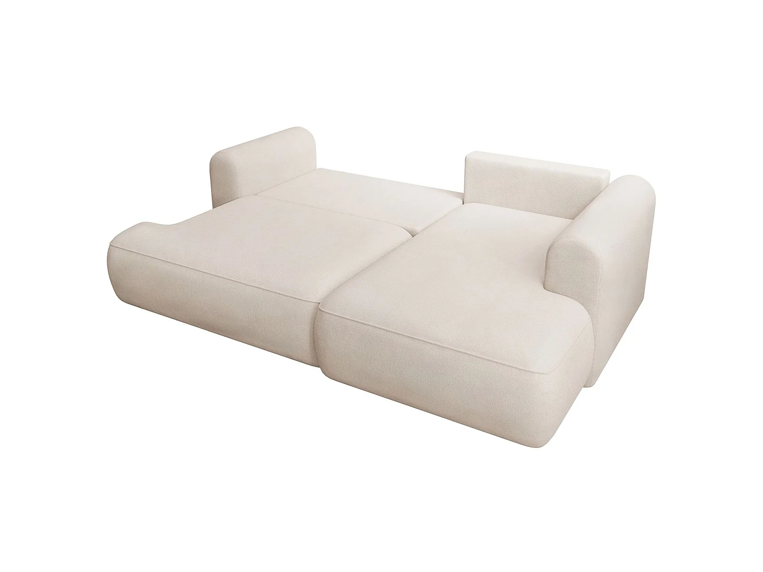 Eckschlafsofa rechtsseitig mit Stauraum - Easy-Clean-Chenille-Bezug - creme - OVO MINI