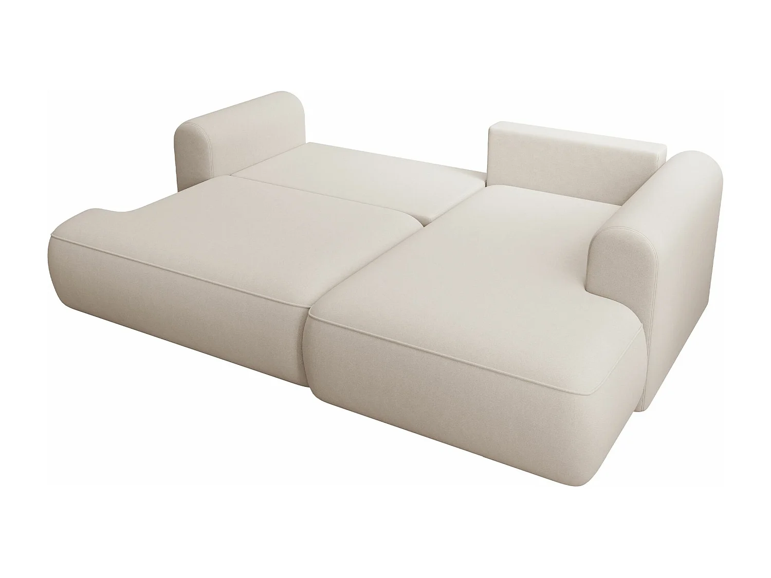 Eckschlafsofa rechtsseitig mit Stauraum - Easy-Clean-Samtbezug - creme - OVO MINI