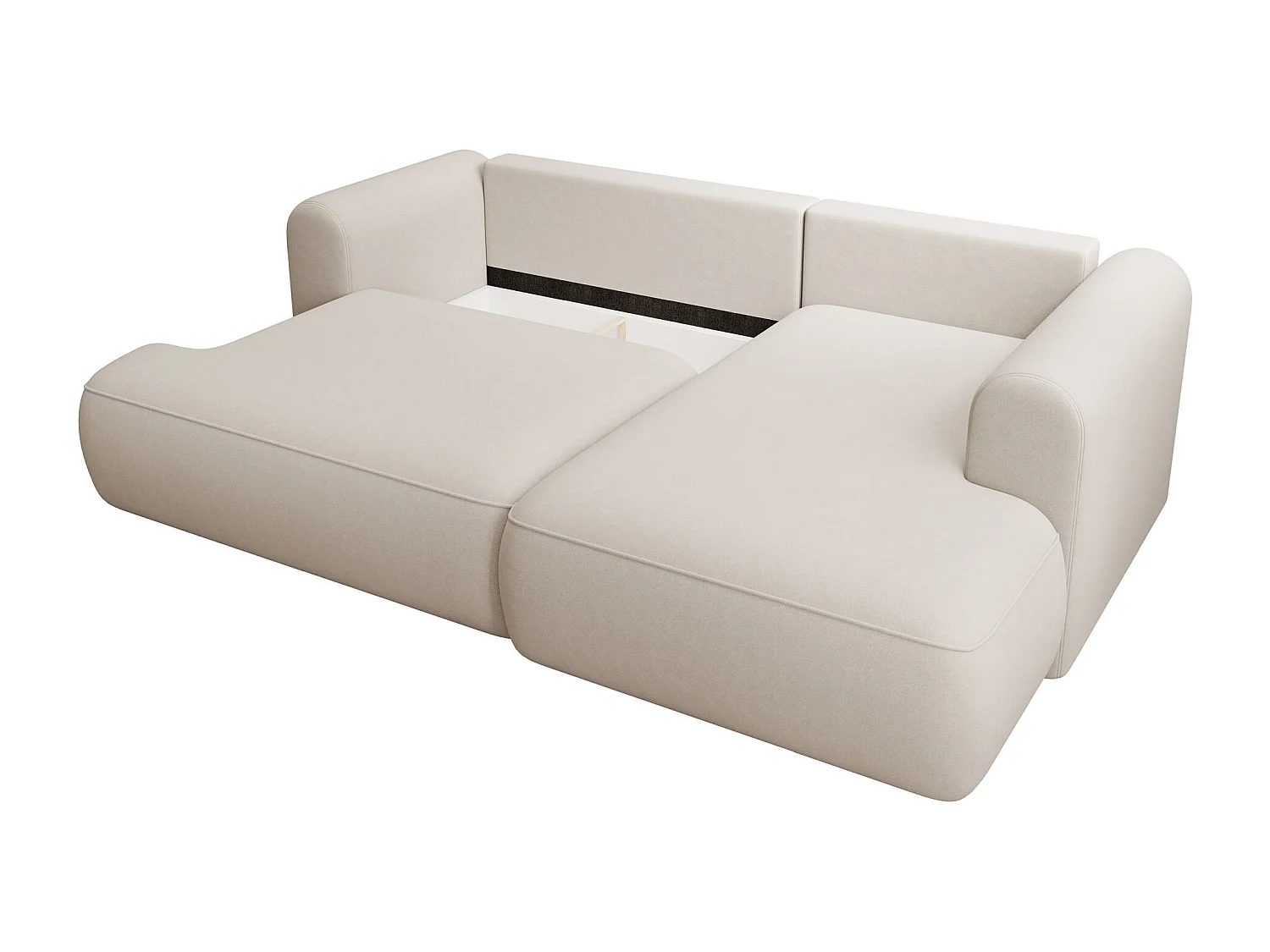 Canapé d'angle convertible - en velours crème - côté droit - OVO MINI