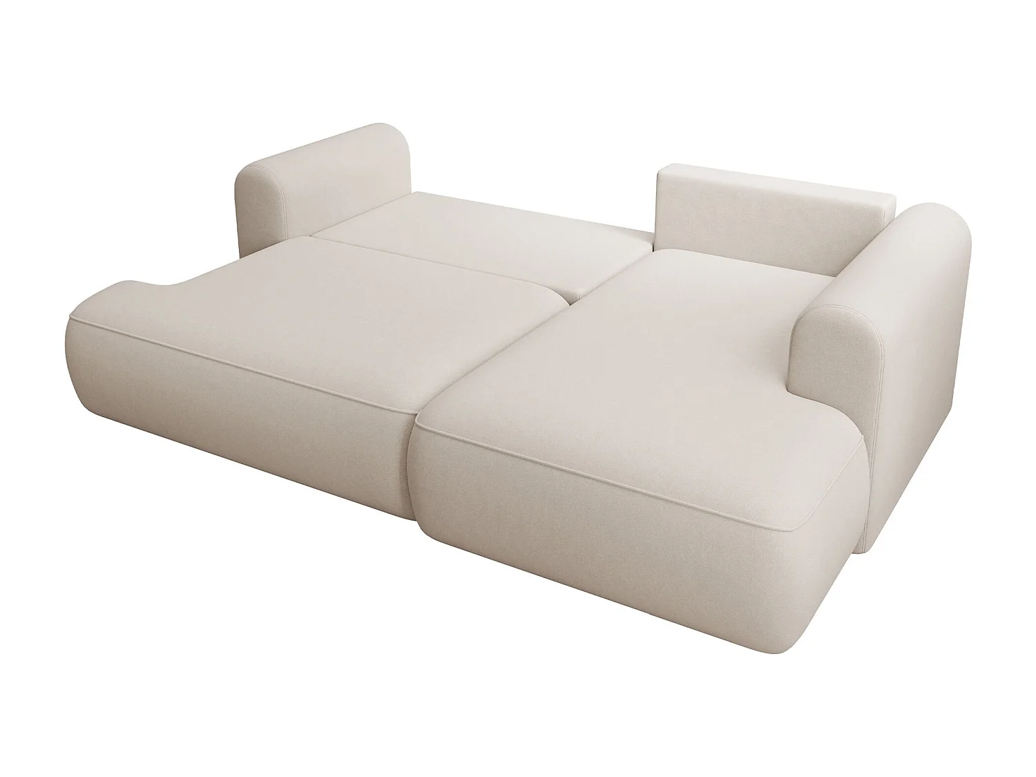 Canapé d'angle convertible - en velours crème - côté droit - OVO MINI