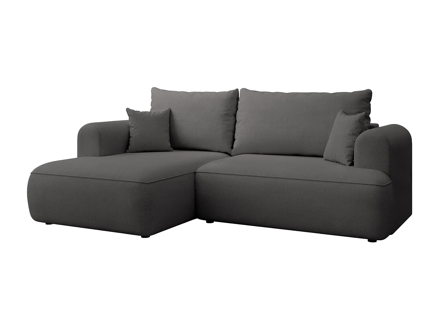 Canapé d'angle convertible- chenille gris foncé - côté gauche - OVO MINI