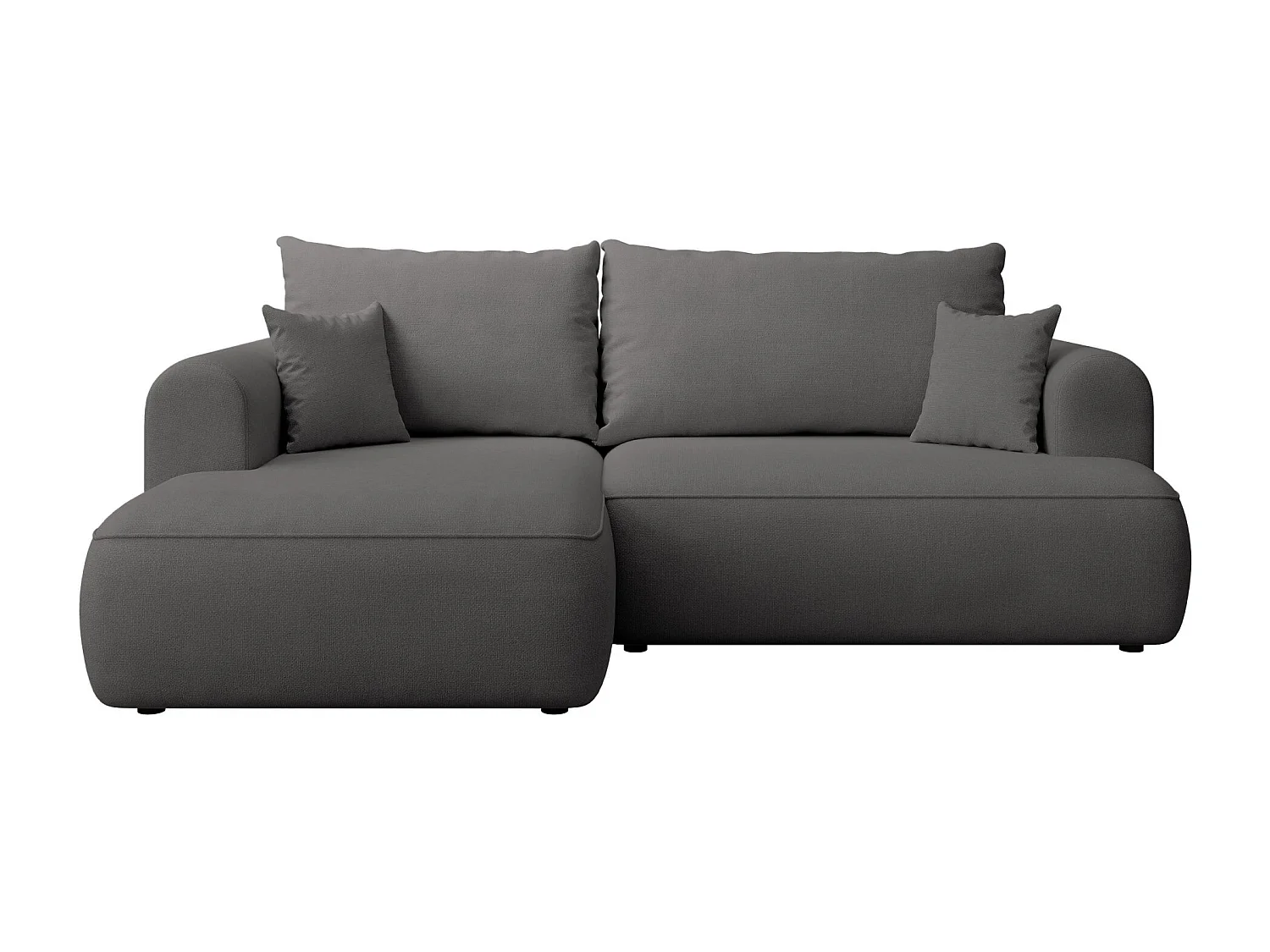 Canapé d'angle convertible- chenille gris foncé - côté gauche - OVO MINI