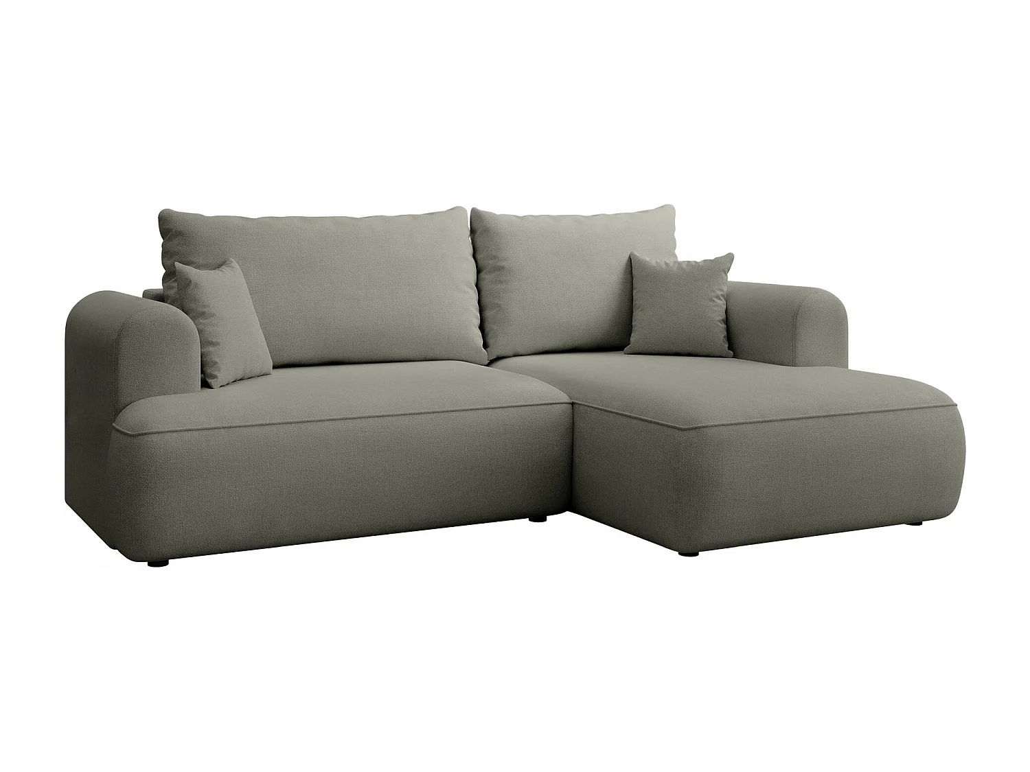 Eckschlafsofa rechtsseitig mit Stauraum - Easy-Clean-Chenille-Bezug - hellgrau - OVO MINI