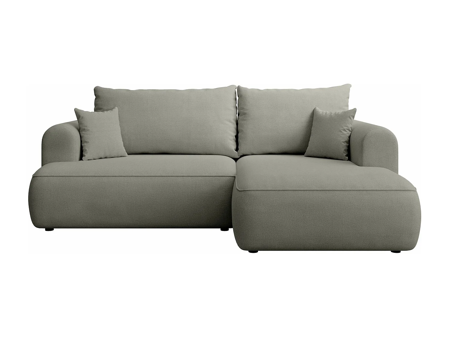Eckschlafsofa rechtsseitig mit Stauraum - Easy-Clean-Chenille-Bezug - hellgrau - OVO MINI