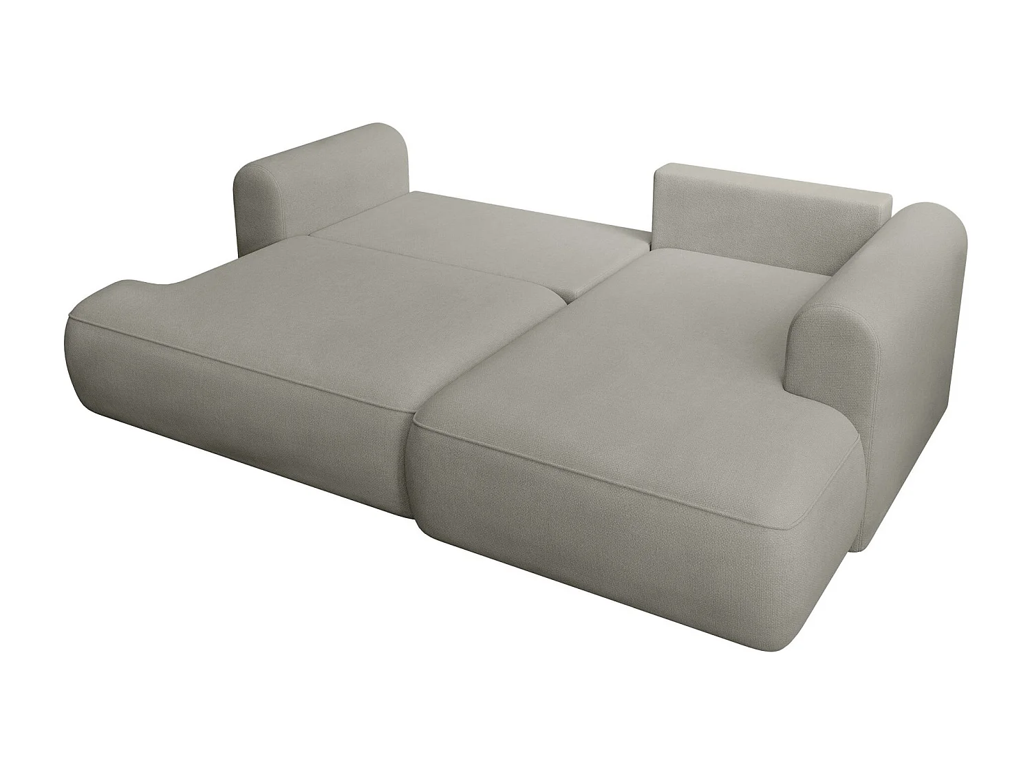 Eckschlafsofa rechtsseitig mit Stauraum - Easy-Clean-Chenille-Bezug - hellgrau - OVO MINI