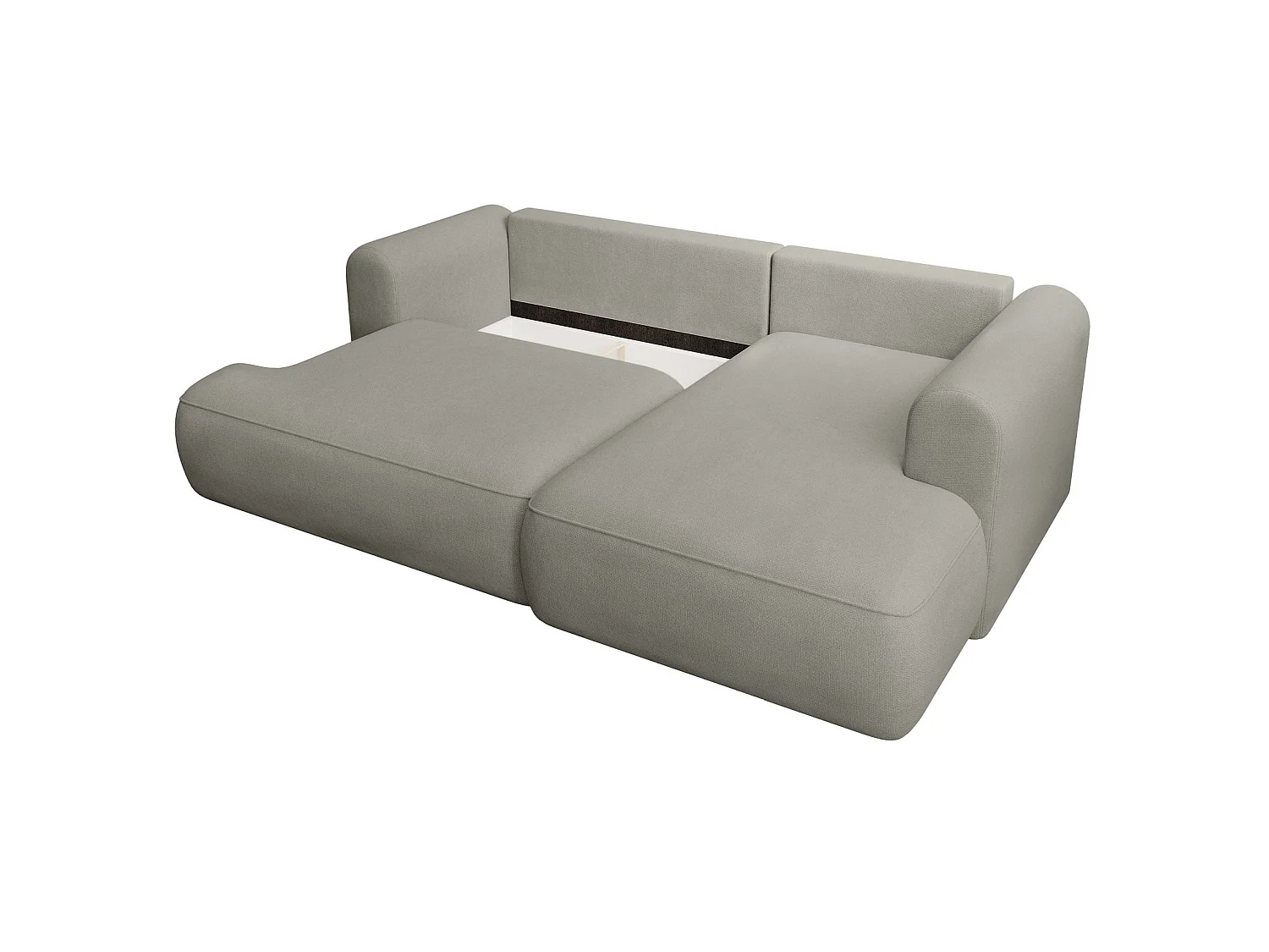 Hoekbank met slaapbank - lichtgrijs chenille - rechterkant - OVO MINI