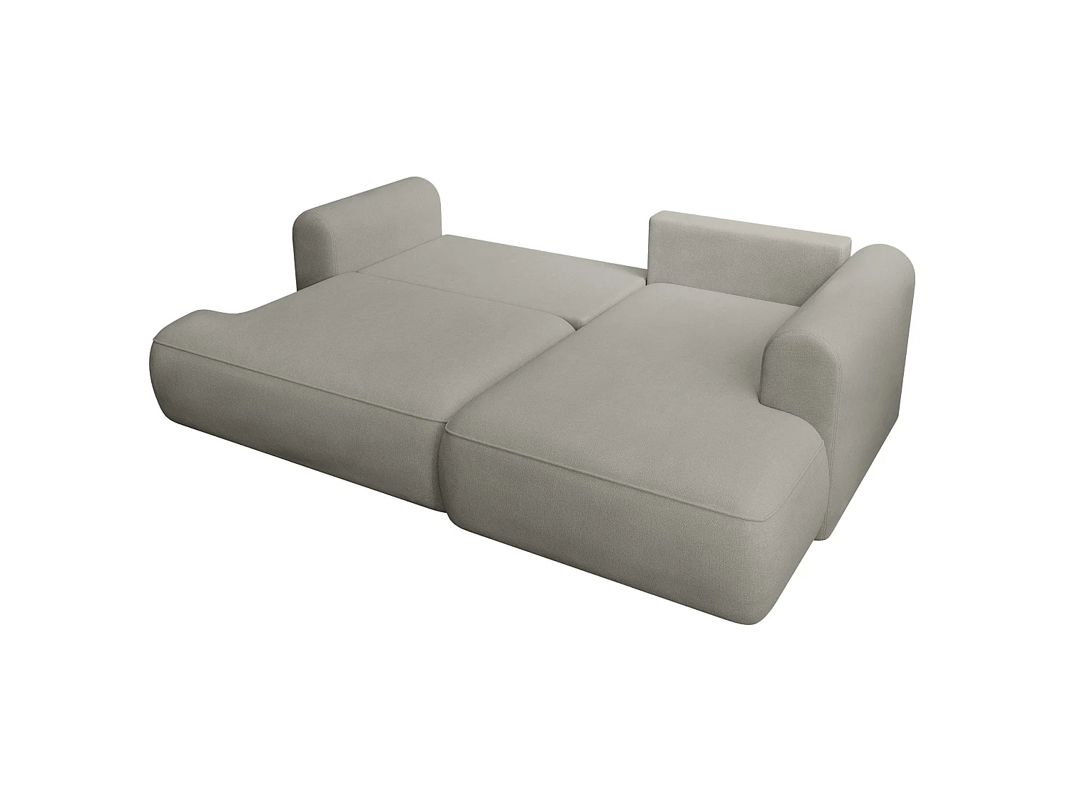 Hoekbank met slaapbank - lichtgrijs chenille - rechterkant - OVO MINI