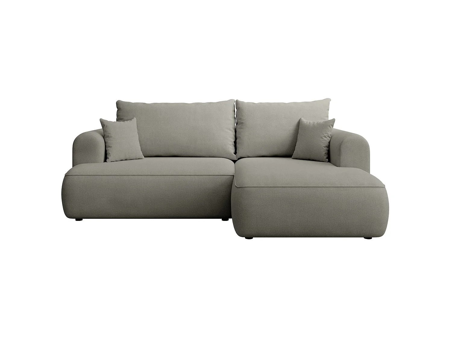 Hoekbank met slaapbank - lichtgrijs chenille - rechterkant - OVO MINI