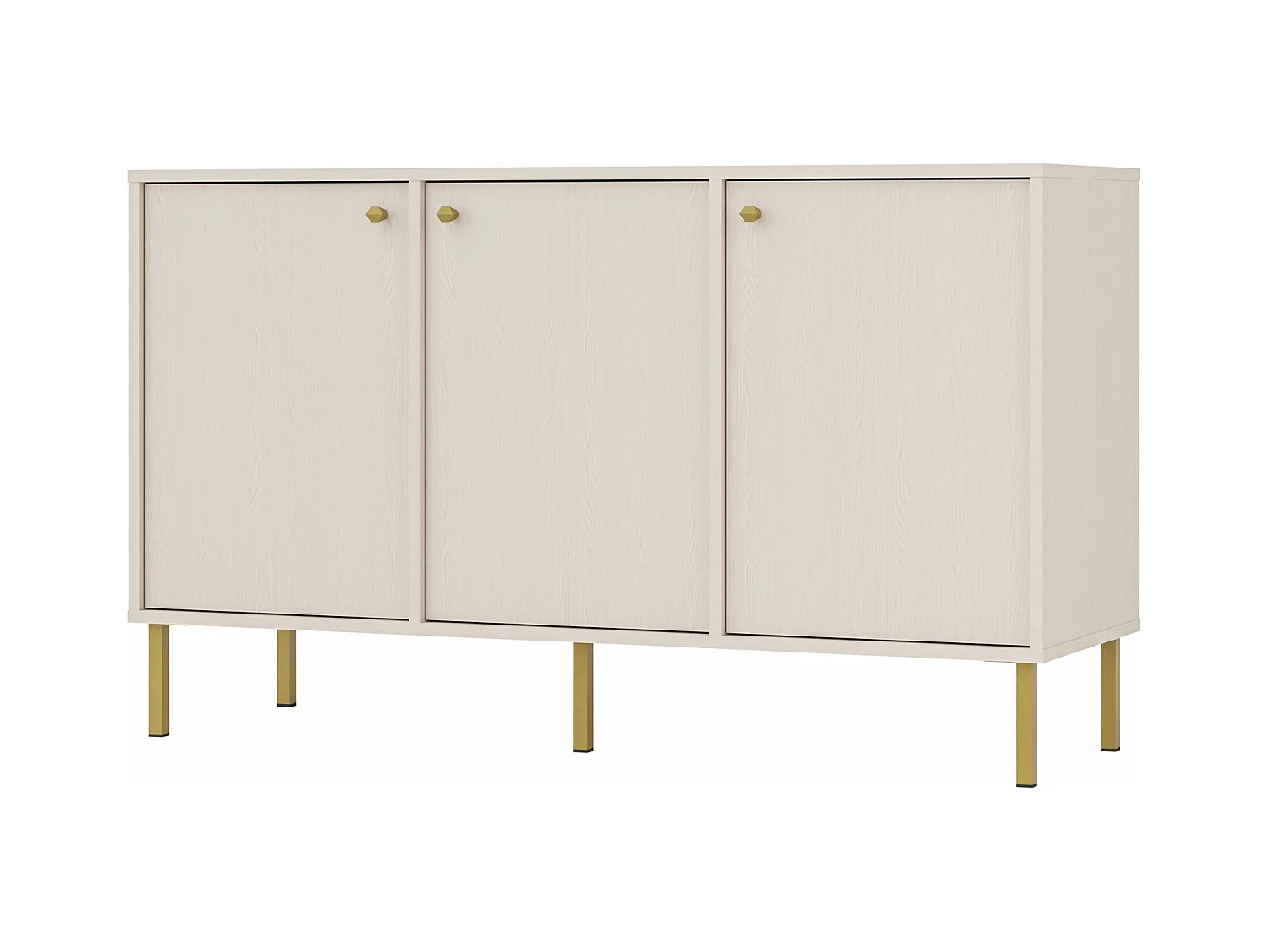 3-deurs dressoir met gouden poten - 125 cm - beige - OKTIO