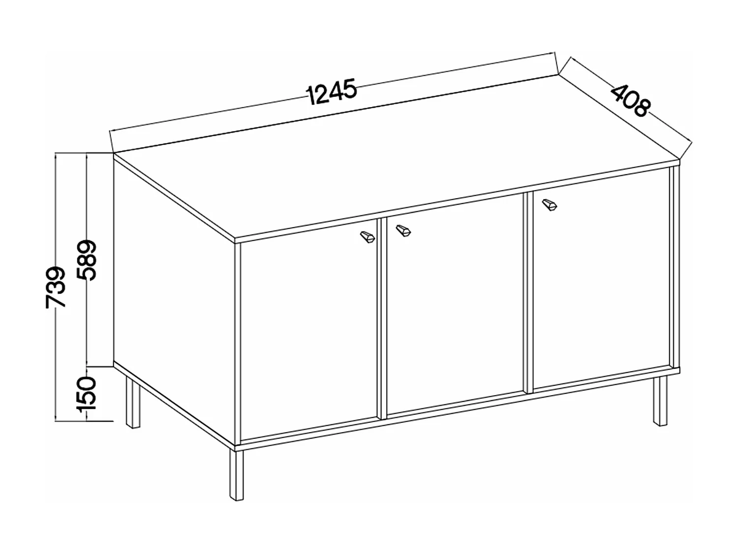 Sideboard 3-türig - Sandbeige - 125 cm - OKTIO