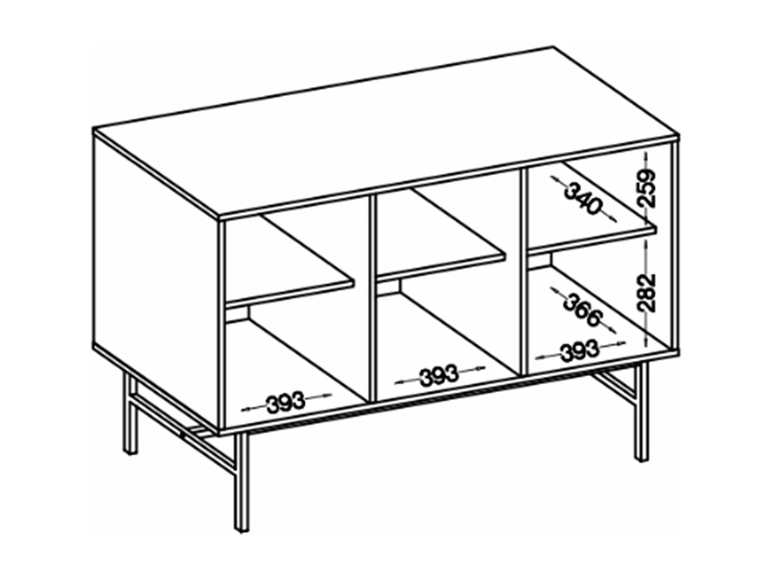 Sideboard 3-türig - Sandbeige - 125 cm - OKTIO