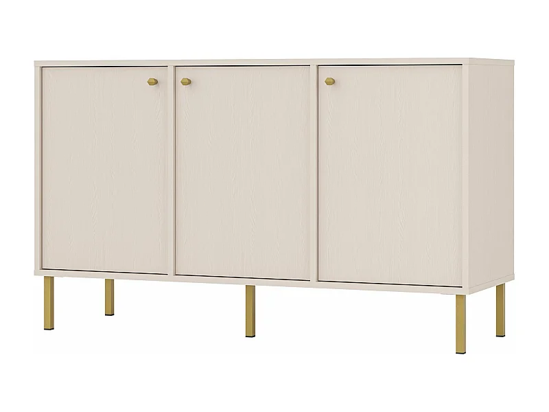 Buffet 3 portes avec pieds dorées- 125 cm - beige - OKTIO