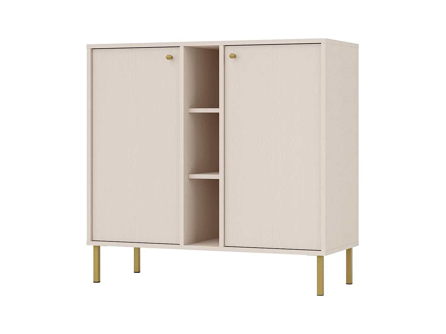 2-deurs dressoir met planken - 100 cm - beige - OKTIO