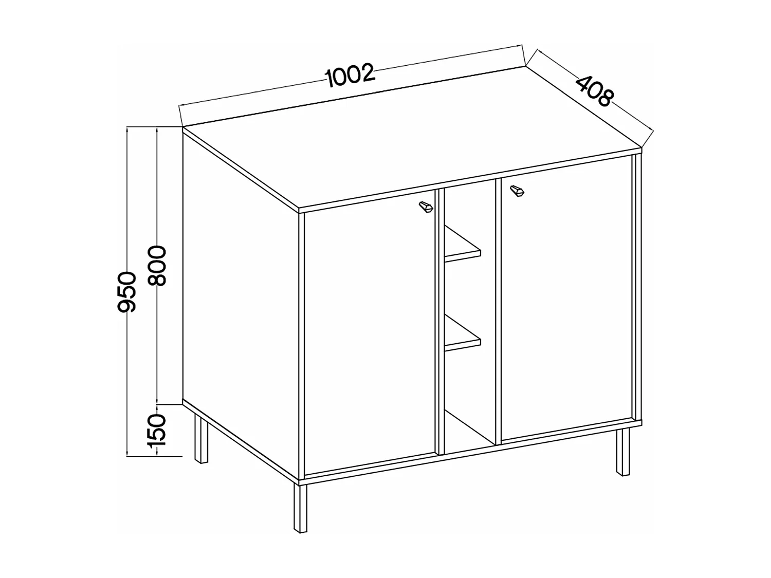 Sideboard 2-türig mit Regalen - Sandbeige - 100 cm - OKTIO
