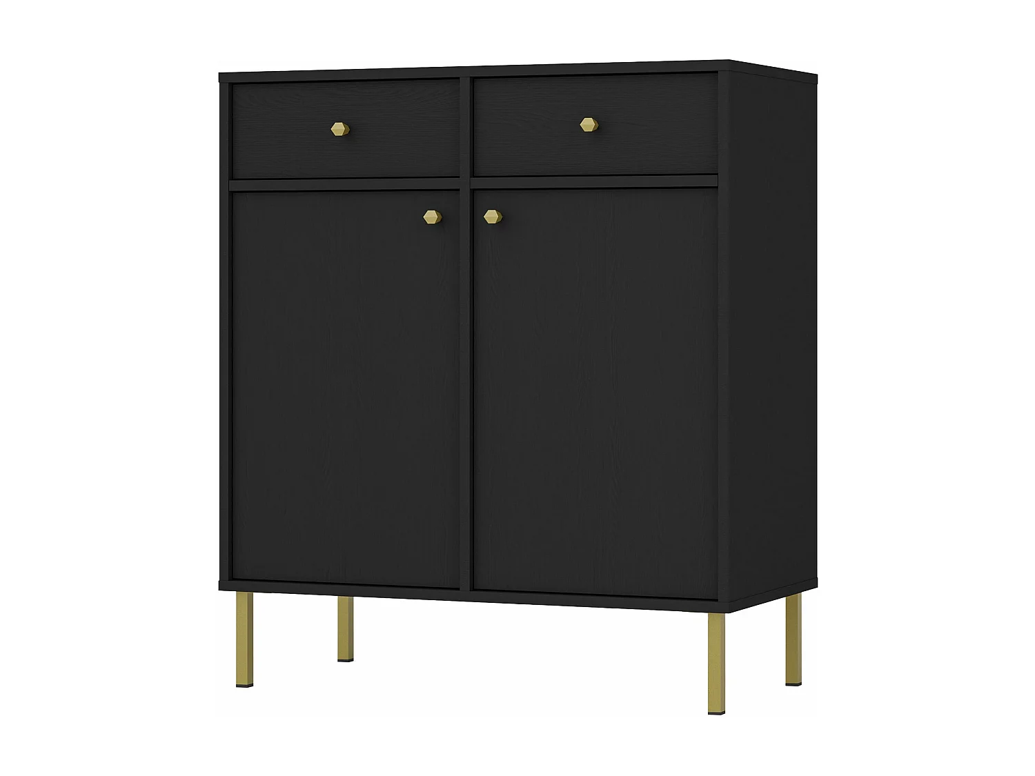 Sideboard 2-türig mit 2 Schubladen - Schwarz-Graphit - 84 cm - OKTIO