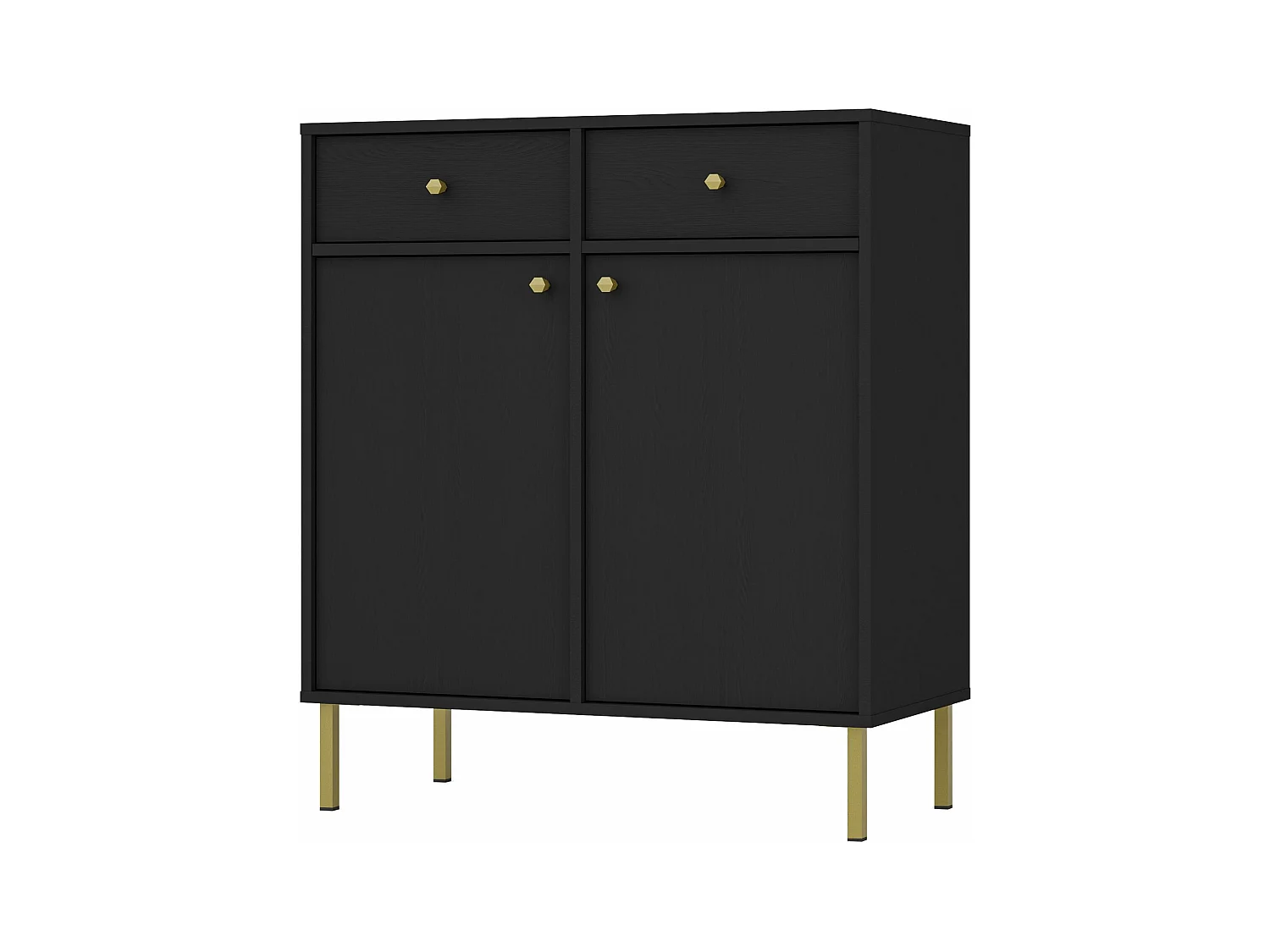 2-deurs dressoir met 2 lades - 84 cm - grafietzwart - OKTIO