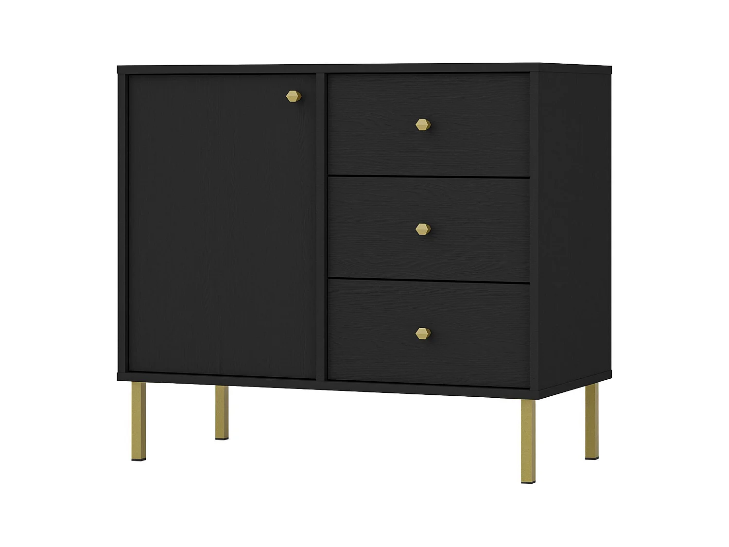 Dressoir met 1 deur en 3 laden - 84 cm - grafietzwart - OKTIO