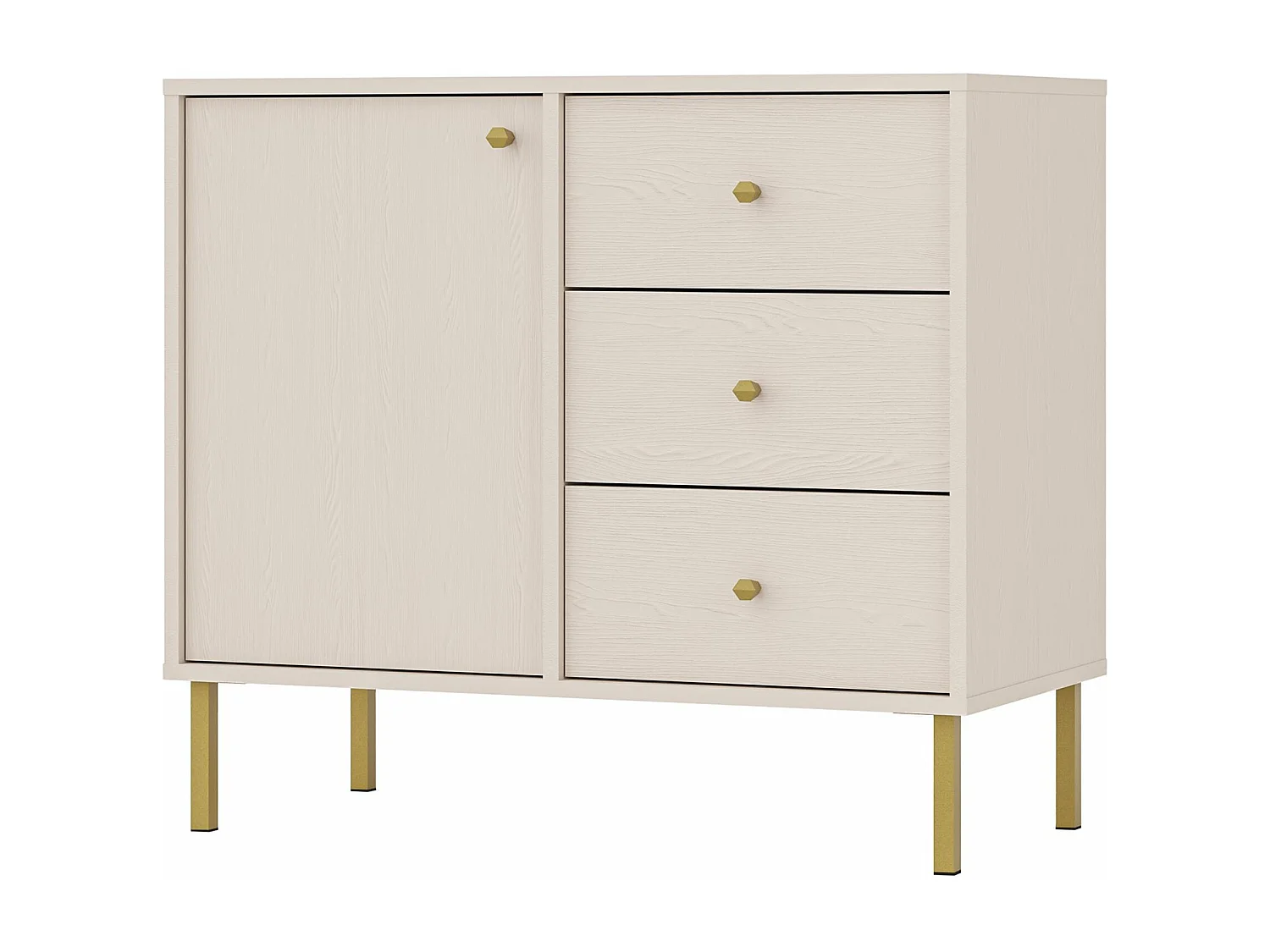 Sideboard 1-türig mit 3 Schubladen - Sandbeige - 84 cm - OKTIO